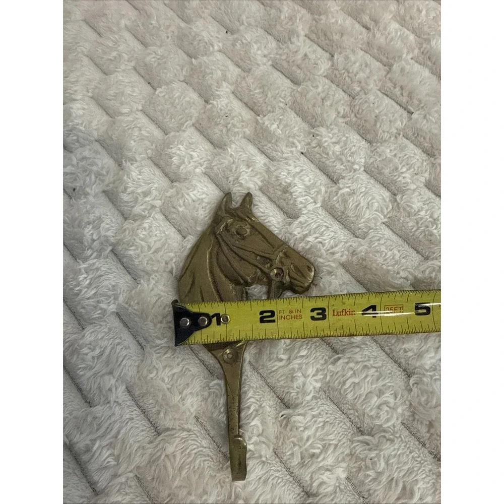 Vintage MCM Horse Head Brass Hook Equine Georgian Rustic Barn Stable Hang Decor